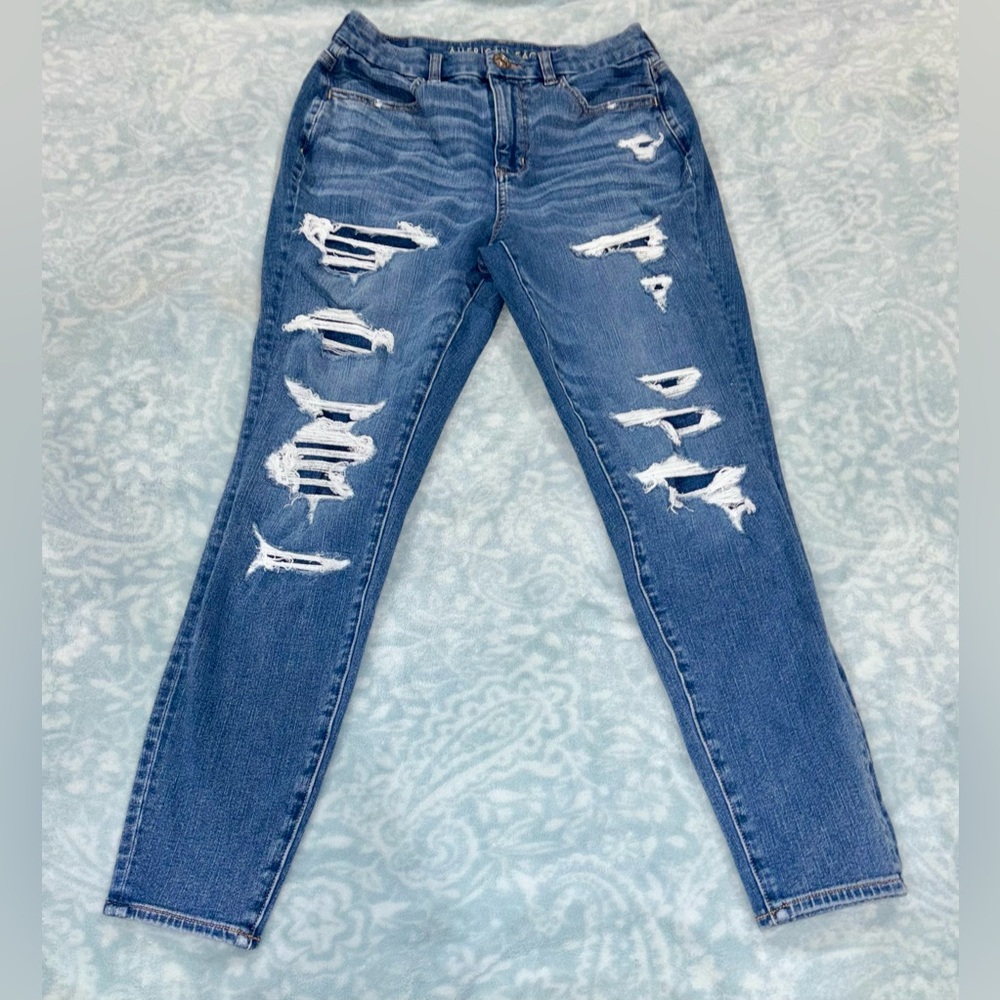 American Eagle Outfitters Ripped Blue Skinny Jeans